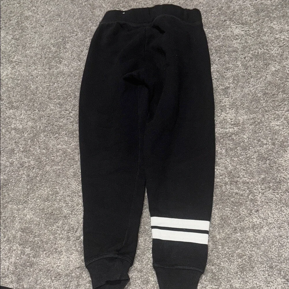 Justice Girls Black Sequin‎ Logo Fleece Jogger Sweatpants Size 6 White Stripes